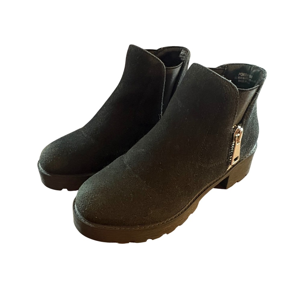 Cushionaire Portia Ankle Boots Womens 7.5 Black Good Lug Sole Memory Foam